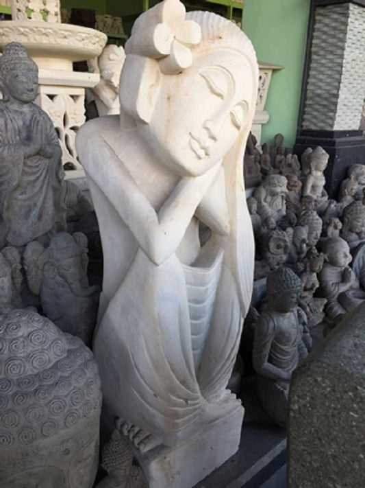 Mimpi Long Hair Dreamer Lady 75cm limestone handcarved statue