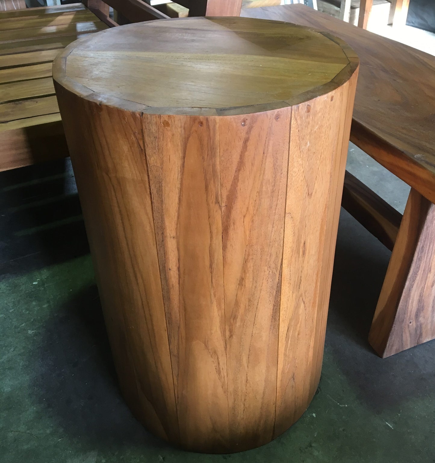 Recycled Teak Cylinder table 45cm(h) x 40cm(dia)