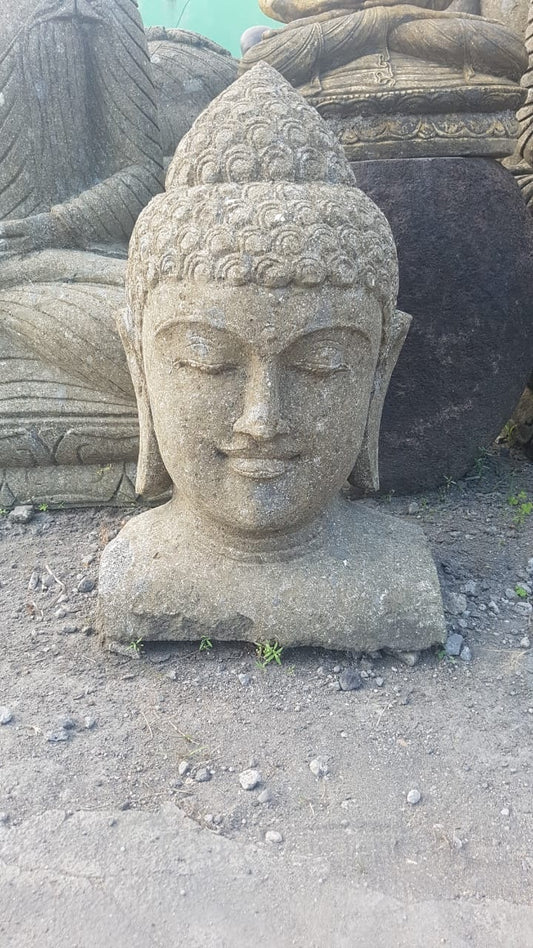Buddha Head 56cm-60cm(h) natural Greenstone (Lava stone)