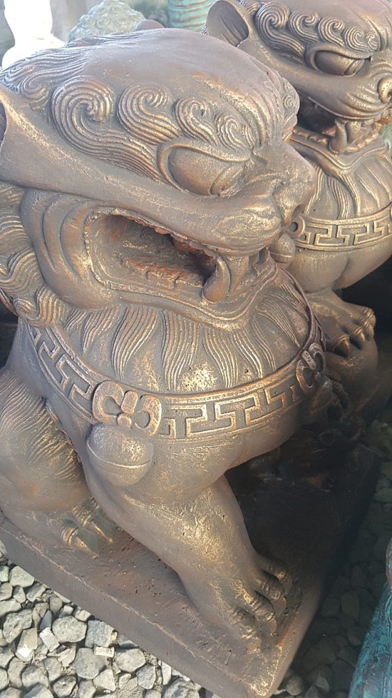 Temple Guardian Lions/FOO Dogs set cast cement approx 55cm(h)