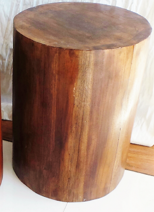Recycled Teak Cylinder stool/side table 40cm(h) x 35cm(dia) natural stain finish