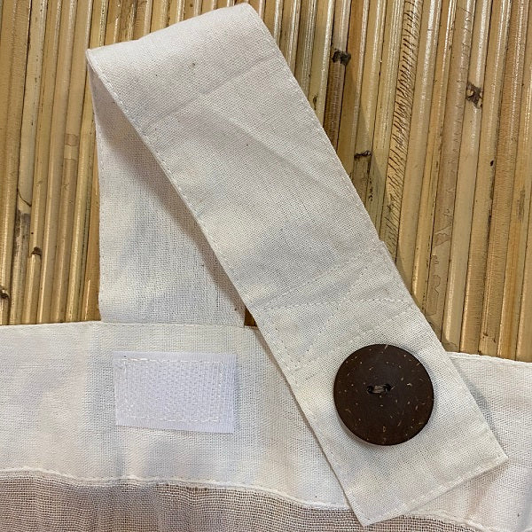 Curtain Muslin Natural with velcro tabs feature coconut button