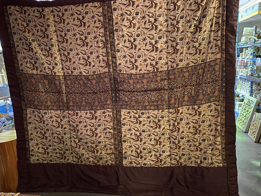 Bedspread Batik Bird Queen Brown