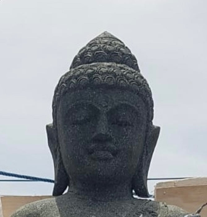 Buddha Lavastone (Greenstone) 155cm(h) in robes standing Meditation