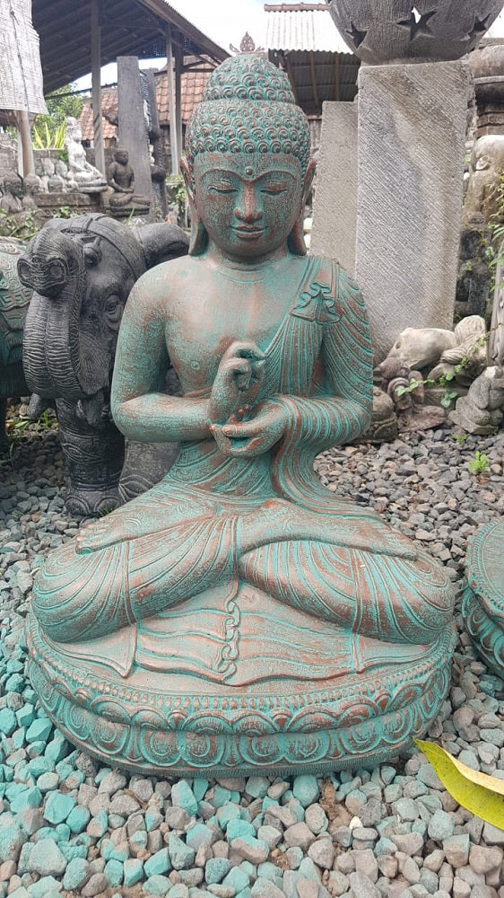 Buddha Chakra/ Teaching hand position cement 60cm copper green
