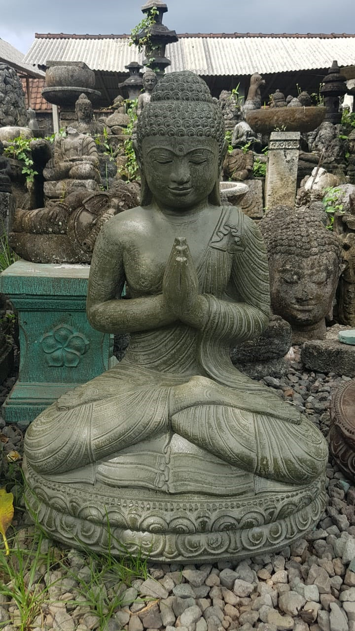 Namaste/ Pray Buddha cement 80cm Grey