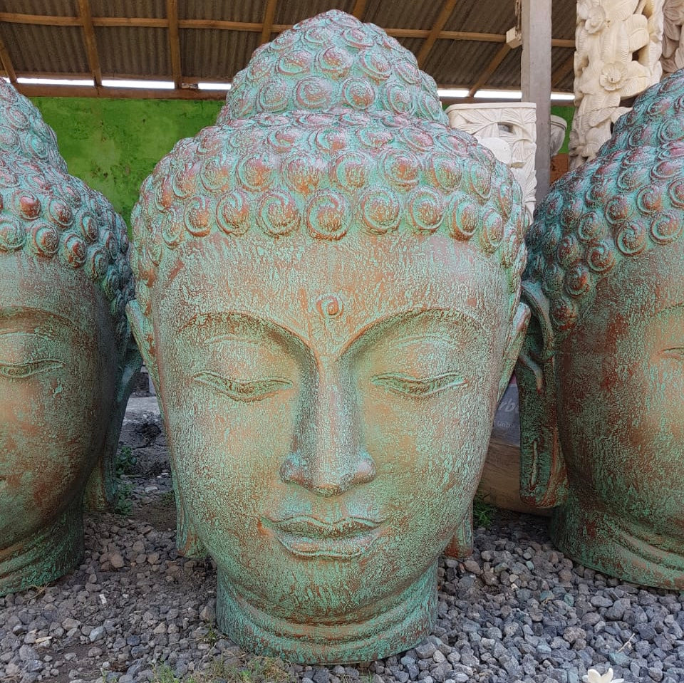 Buddha Head  painted  cement 2 sizes