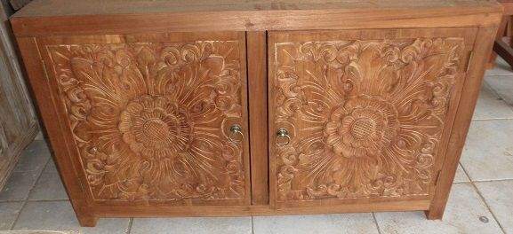 Teak hand carved 2 door Cabinet