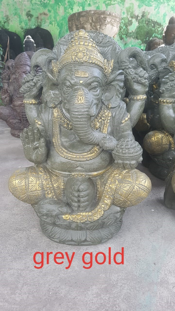 Ganesha dark grey gold cement 60cm