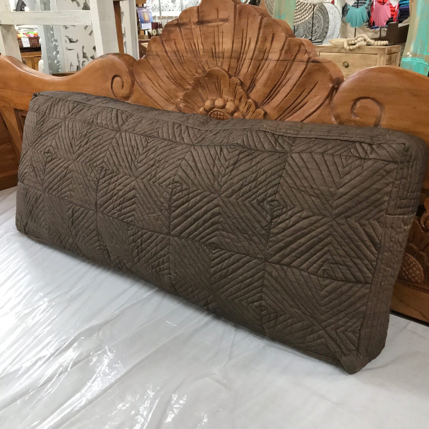 Quilted Geometrical Oblong Cushion Cover 100cm x 40cm