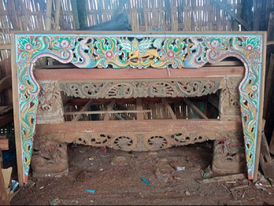 Antique Original pre used Teak Madura Panel coloured