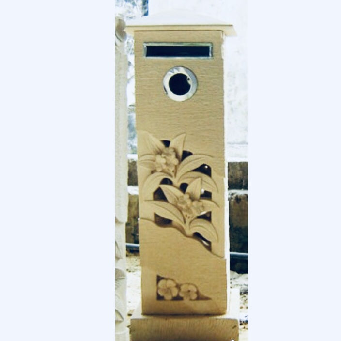 Limestone Letter Box handcarved metal fittings