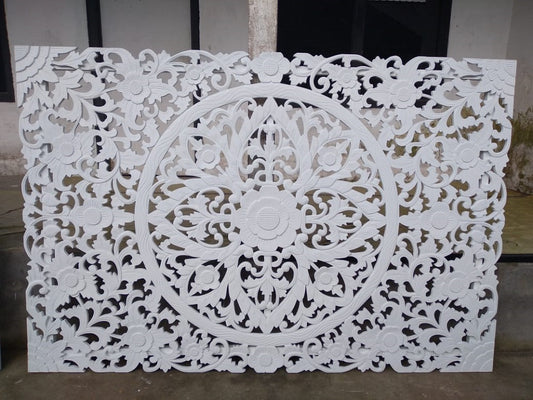 Lotus centre design Queen/Double bedhead size 160cmx 120cm white Boho Panel