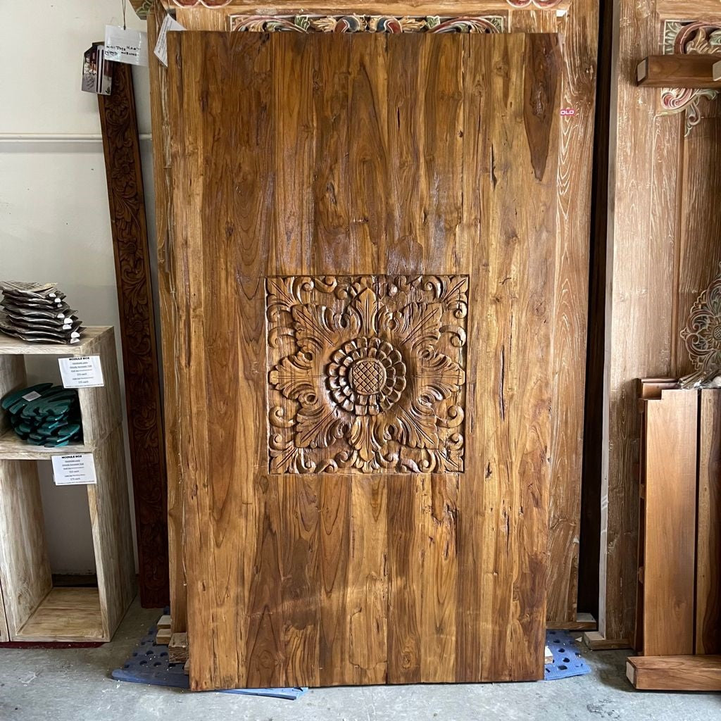 Door or Wall Panel Recycled Teak Carved Natural finish