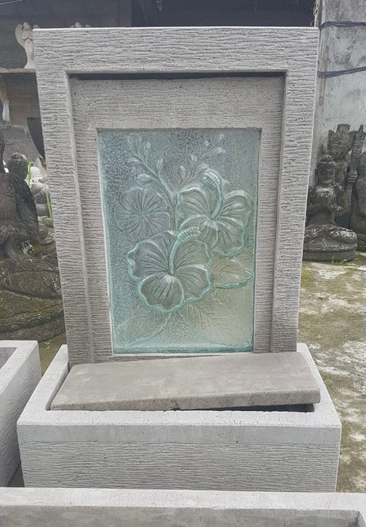 Water feature (cement) with glass mould Hibiscus panel 1m(h)