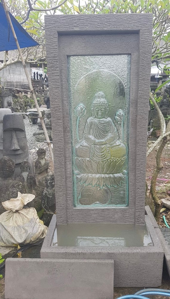 Waterfeature (cement) with glass mould Buddha panel 1.5m(h)