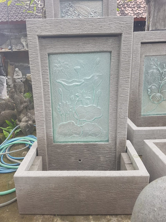 Water feature (cement) with glass mould Lotus panel 1m(h)